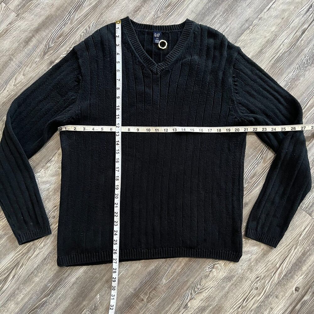 GAP Black Rib-Knit V-Neck Sweater L - Picture 4 of 7